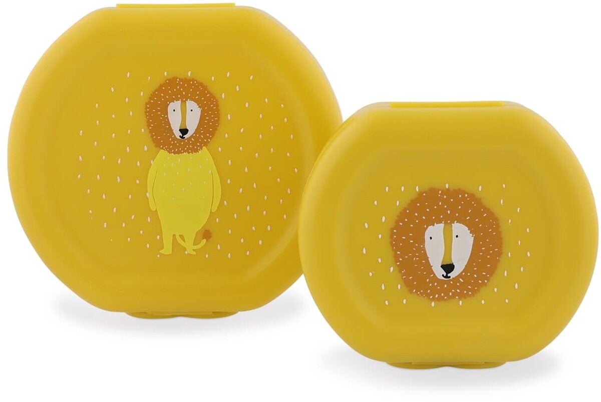 Trixie Set van twee snackdoosjes met clip - Mr. Lion- Makkelijk te openen – BPA-vrij – Voor School en Onderweg