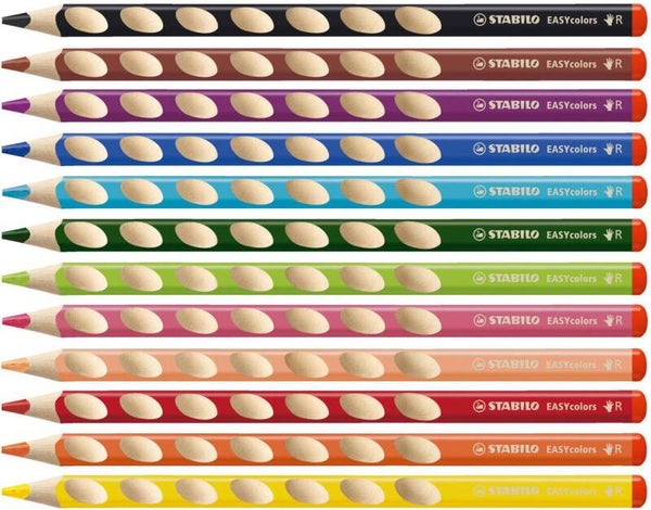 STABILO EASYcolors - Ergonomisch Kleurpotlood - Rechtshandig - Extra dikke 4.2 mm Kern - Set Met 12 Kleuren