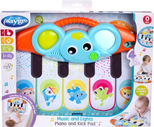 Playgro Music and Lights Piano & Kick Pad - Interactief baby speelgoed - -Speelgoed Baby - Speelgoed 1 jaar - trappelmat baby - Educatief speelgoed - Babypiano - Speelgoed Baby Eenvoudig bevestigen - met muziek en geluid