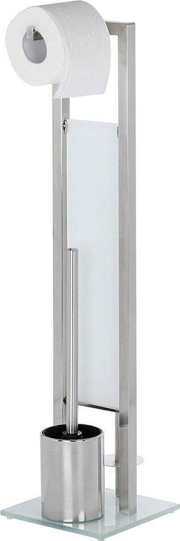 WENKO Toiletbutler Rivalta RVS mat - Toiletborstel met houder, Toiletrolhouder en Reserverolhouder vrijstaand