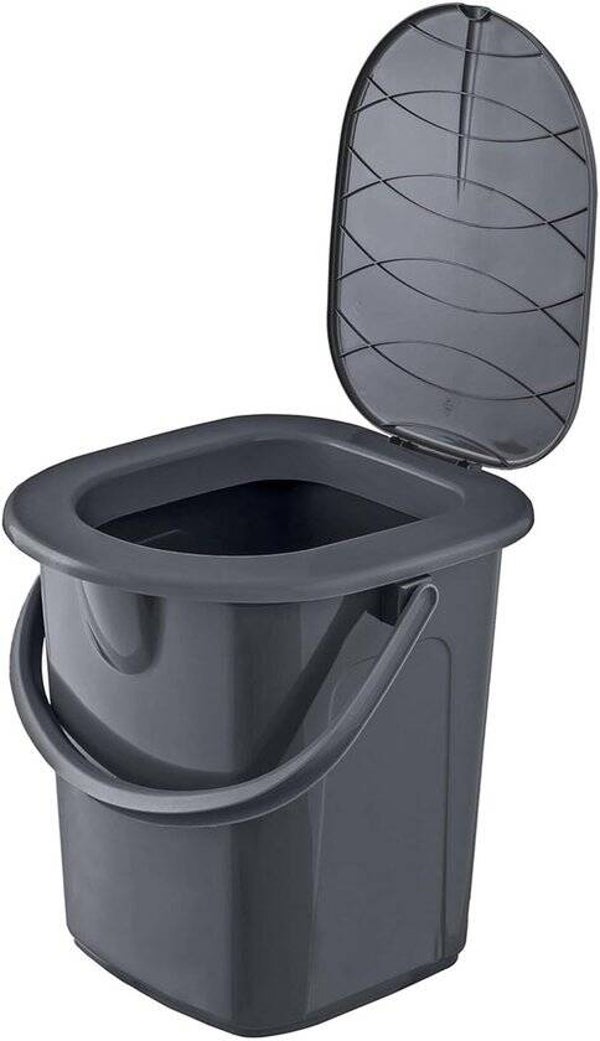 Branq Draagbare WC emmer met bril - 22L - tot 120 kg - antraciet