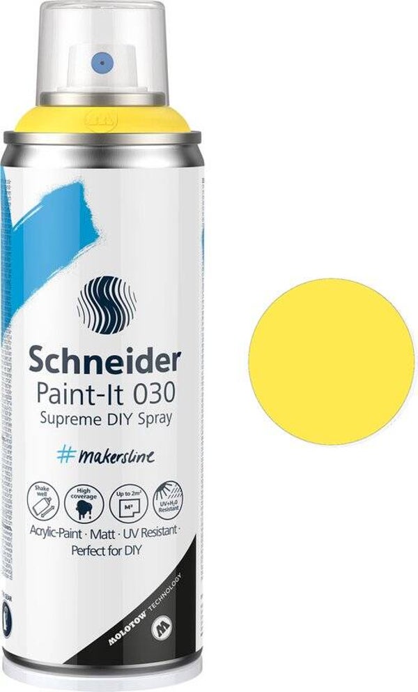 Schneider spuitbus verf - Paint-It 030 - DIY spuitverf - acrylverf - 200ml - geel - S-ML03050063