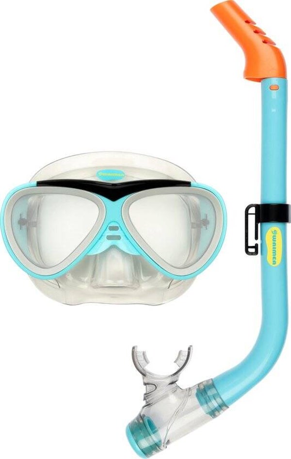 Waimea Duikbril met Snorkel - Kinderen - Blauw - Lens van Gehard Glas