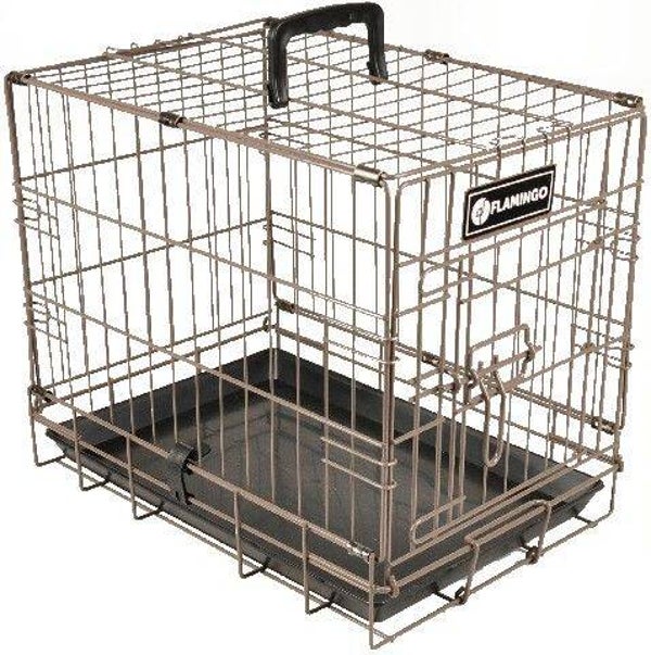 Flamingo Hondenbench XS – Opvouwbare Hondenbench Auto – Hondenbench Draadkooi Taupe – 47x31x38 cm – Flamingo hondenbench Ebo Taupe