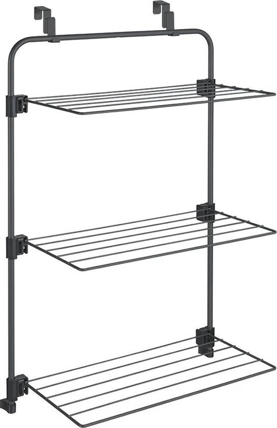 Tomado - Droogrek Gale - 11 meter Drooglengte - Ophangbaar aan Deur of douchewand - Zwart - 5 jaar garantie