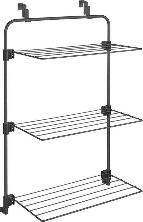 Tomado - Droogrek Gale - 11 meter Drooglengte - Ophangbaar aan Deur of douchewand - Zwart - 5 jaar garantie