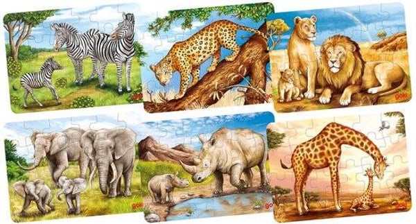 Goki Houten Mini Puzzel - Wilde Dieren 24st.