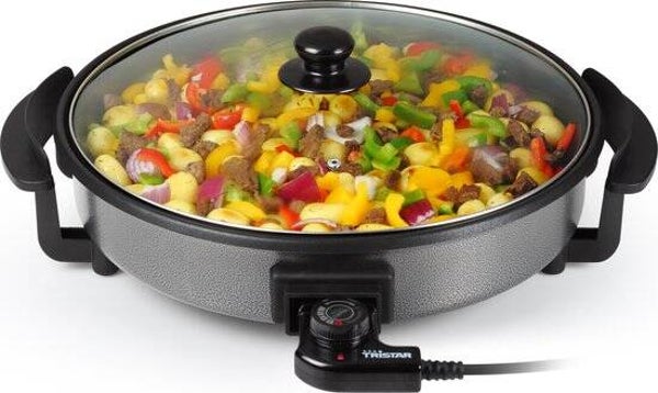 Tristar Elektrische hapjespan 1500W - PZ-2964 - Ø40cm Deksel - Maximale temperatuur 280⁰ C - PFAS-vrij