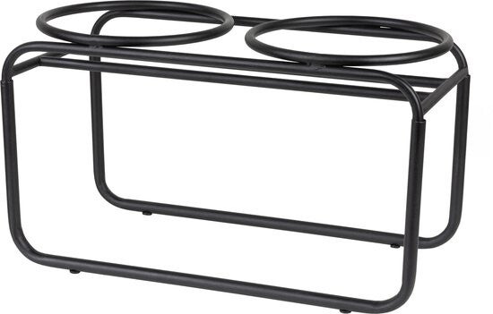 District 70 BUTLER - Verhoogde Voerbakstandaard - Handgemaakt van staal - Zwart - Medium 42 x 20 x 24 cm