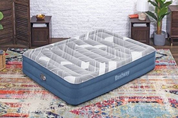 Tritech Fashion Flock Queen Luchtmatras met Ingebouwde AC Pomp en Antimicrobiële Coating 2,03 mx 1,52 mx 36 cm