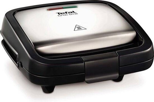 Tefal Croc Time SM193D - Tosti-apparaat - Anti-aanbaklaag - Veilig in gebruik - Compact Design - 700W - RVS