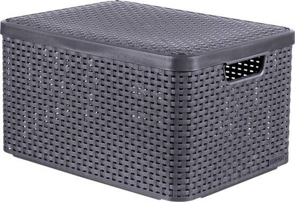 Curver Style Opbergmand met deksel L - 30 liter - Antraciet - 44,5x33x24,8 cm