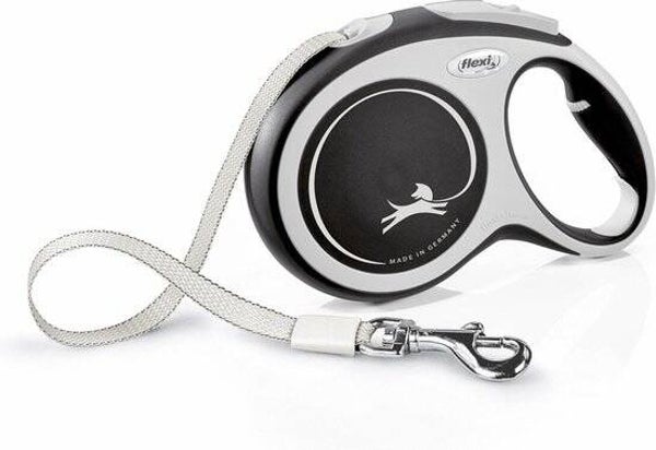 Flexi New Comfort Rollijn - Hondenriem - L - 8 Meter - Grote en Actieve Honden - Zwart Grijs