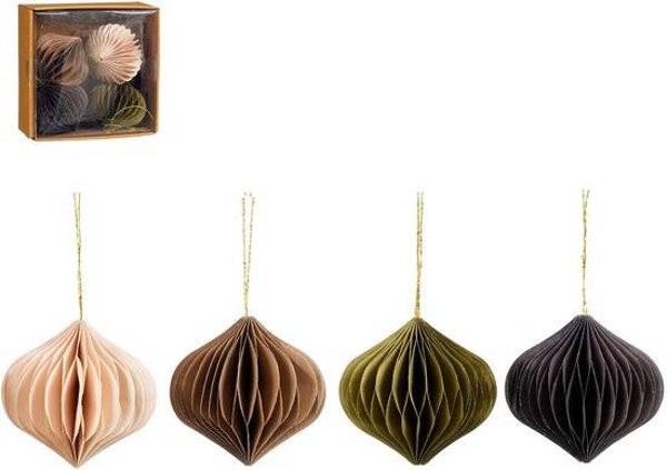 Mica Decorations Ornament ui beige d.groen bruin paars 4 stuks