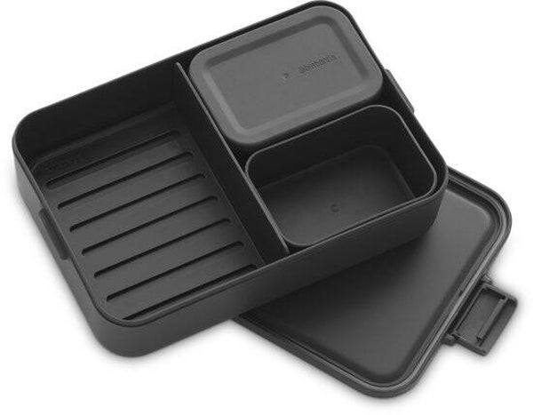 Brabantia Make & Take Bento Lunchbox/Broodtrommel - incl Bentobox - Large - Kunststof - Dark Grey