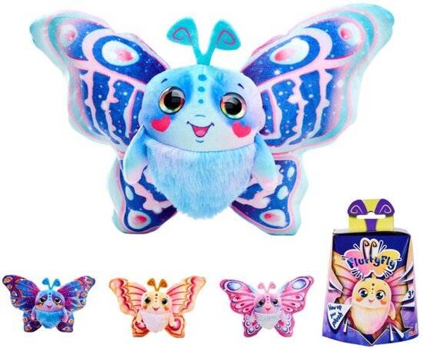 Simba Fluffyfly knuffel - Magische opblaasvlinder met regenboogogen - 30cm spanwijdte