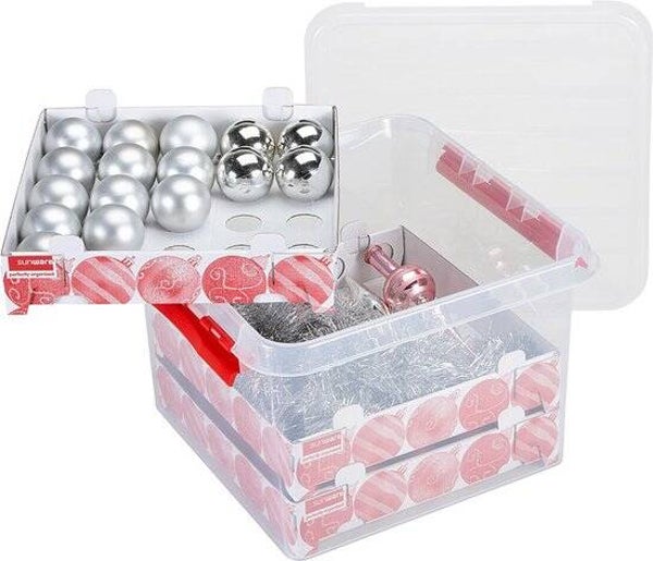 Sunware Q-line kerstballen opbergbox 38L - Voor 125 kerstballen - 40x40x40 cm