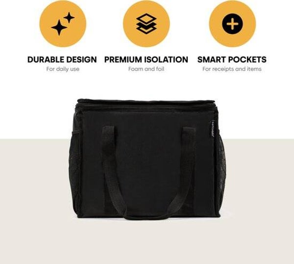 Steamy Bezorgtas - Koeltas - Extra Large met zijvakken - Voor zowel warm als koud houden- 44x38x36cm - 51 liter