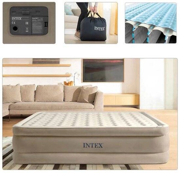Intex Queen Ultra Plush Luchtbed met ingebouwde pomp - 152x203x46cm