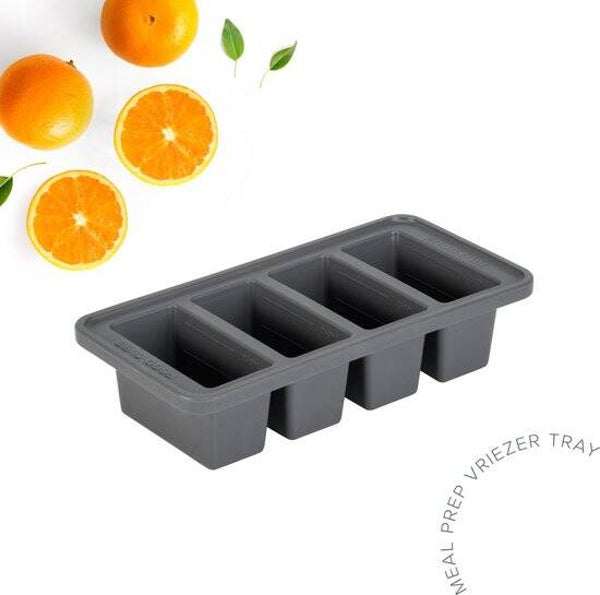 Foodcube – Babyvoedingbewaarbakje – Meal prep bakje – Diepvriesbakje – Vershoudbakje – 100% siliconen vriezer tray met deksel – BPA vrij – Geschikt voor Vriezer, Magnetron, Oven & Vaatwasser – 4x250ML - Grijs