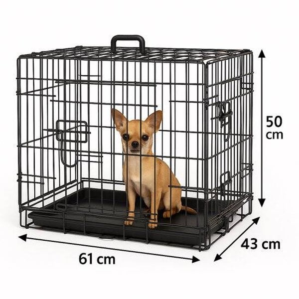 Flamingo Hondenbench S – Opvouwbare Hondenbench Auto – Hondenbench Draadkooi Mezo Zwart – 61x43x50 cm – Ideaal voor Thuis & Onderweg