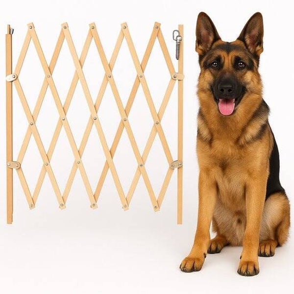 Flamingo Veiligheidshek "Monti" – Beige – Verstelbaar van 60-107 cm Breed x 72,5-83 cm Hoog – Veilig Afsluithek voor Huisdieren