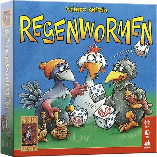 999 Games - Regenwormen - Dobbelspel - Eenvoudig te leren, snel te spelen - Familiespel - Gezelschapsspel - Educatief spel - Kinderspel - Klein cadeautje