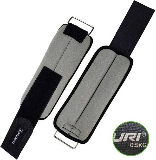 Tunturi Enkelgewichten en Polsgewichten - Gewichten - 2 x 1kg - Grijs