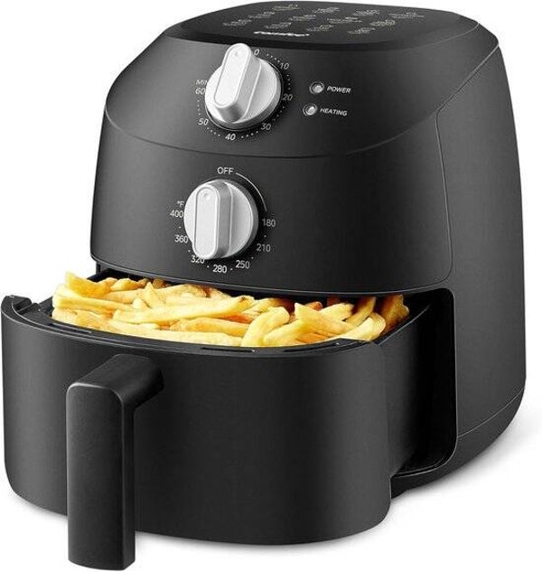 Midea Air fryer MF-TN20D2 - 2L, 1150 W Airfryer, Frituren zonder olie, Heteluchtfriteuses, Automatische uitschakelfunctie, Olievrij, Gemakkelijk schoon te maken, BPA-vrij, Zwart
