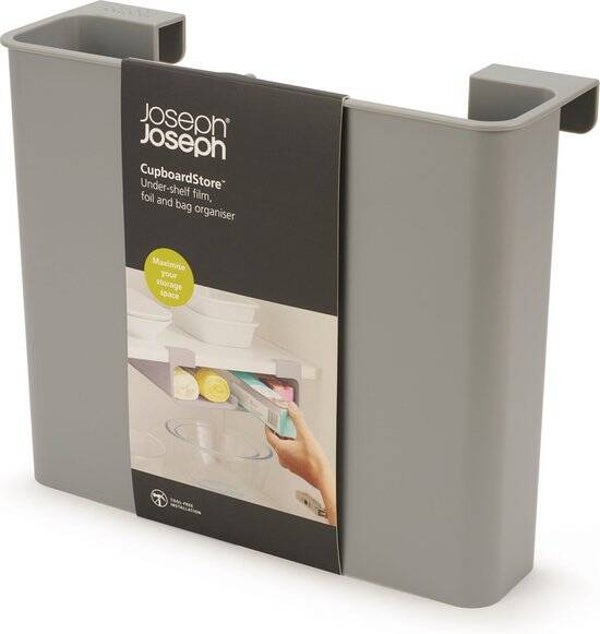 Joseph Joseph Keukenkastorganizer voor Aluminiumfolie, Huishoudfolie, Bakpapier en Zakjes – Ruimtebesparende Houder - Grijs - Medium