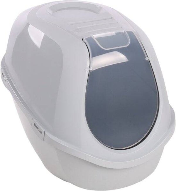 Flamingo Kattentoilet Trini – XL – Grijs – 46 x 67 x 49 cm – Met Koolfilter – Duurzaam & Ruim – Gemaakt van Gerecycleerd Kunststof