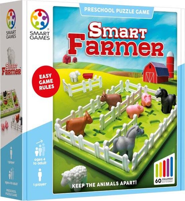 SmartGames - Smart Farmer - 60 uitdagingen - Denkspel vanaf 5 jaar met dieren boerderij