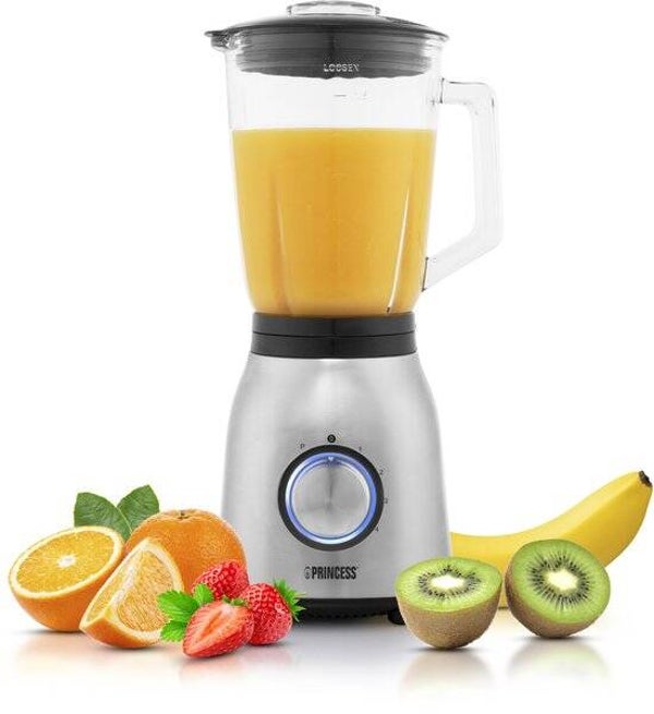 Princess 212091 Blender RVS 1000 – 4 Snelheidheden – Krachtig 1000W - 1,5 L - Glaskan