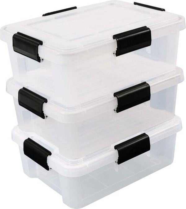IRIS Airtight Opbergbox - 10L - Kunststof - Transparant - Set van 3