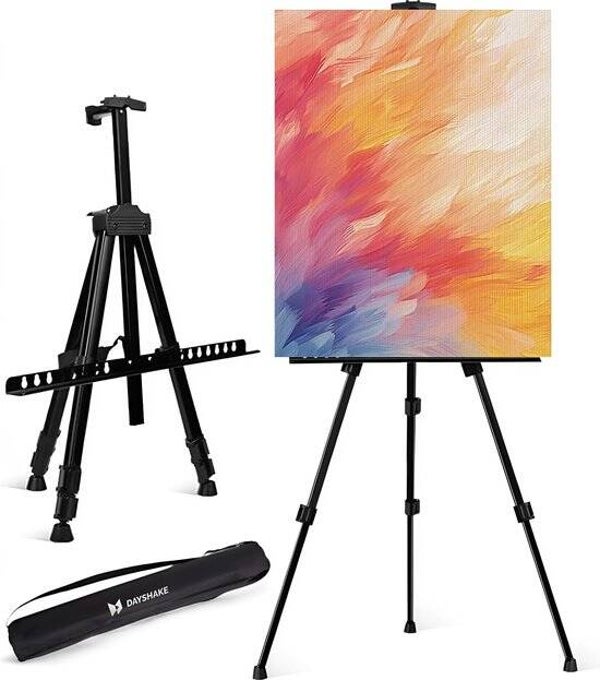 Dayshake Schildersezel - Verstelbaar & Inklapbaar - Ezel Incl. Opberghoes - Tafelezel / Veldezel voor Volwassenen en Kinderen - Zwart