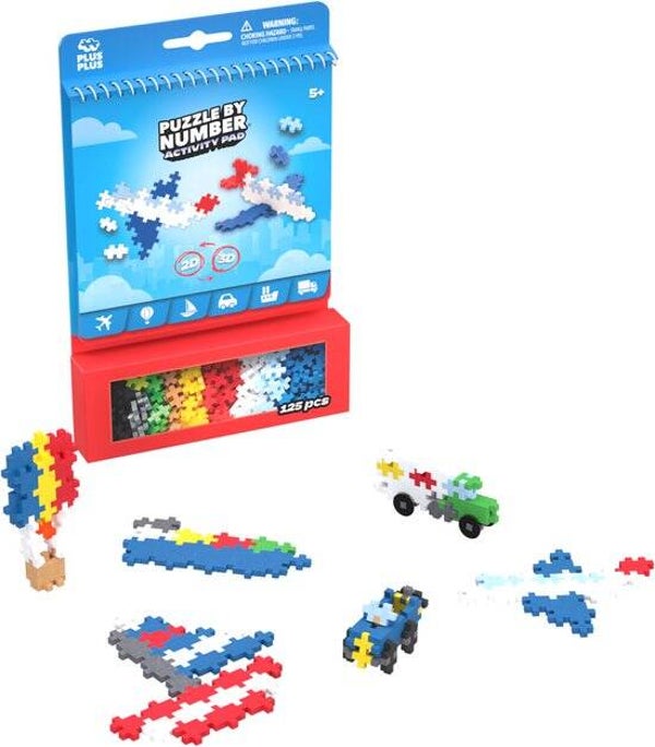 Plus-Plus Activity Pad – Puzzel by Number - Transport - 3990 - Bouwspeelgoed en puzzel - Constructiespeelgoed - Set met bouwstenen - Vanaf 5 jaar