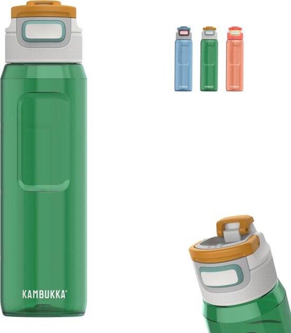 Kambukka Elton drinkfles 1L - Olive Green met 3-in-1 deksel en makkelijke reiniging