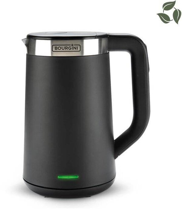 Bourgini Elements - Digitale Waterkoker - Zwart - 1.7 liter inhoud - GRS gecertificeerd gerecyclede materialen