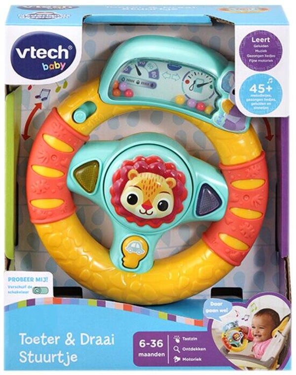 VTech Dierenvriendjes Toeter & Draai Stuurtje - Cadeau - Educatief Babyspeelgoed - Cadeau - 6 tot 36 Maanden