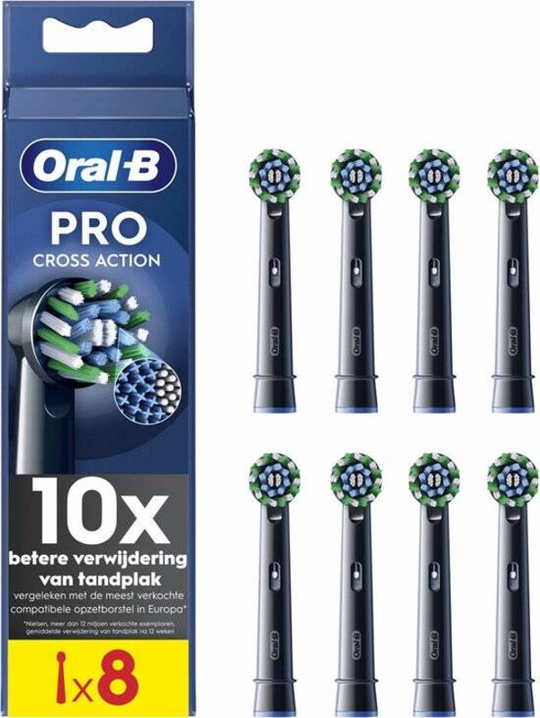 Oral-B Cross Action Pro - Opzetborstels - Met CleanMaximiser Technologie - Zwart - 8 Stuks