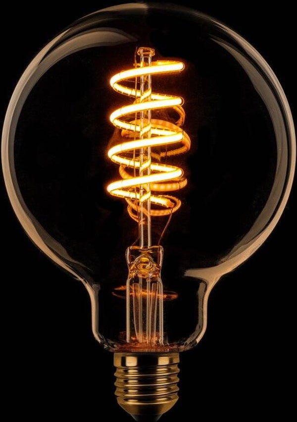 ETH Led Spiraal Globe 95mm E27 6W 3 stappen dimtone sceneswitch van 2200k-2400k-2700k Goud 80+210+490L + mem.