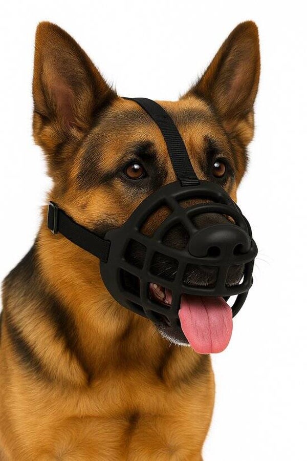 Flamingo muilkorf honden – Zachte siliconen muilkorf hond verstelbaar – Maat XXL – Model Benzo Zwart