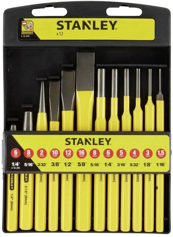 STANLEY Koudbeitel- En Drevelset 12Dlg. - 4-18-299