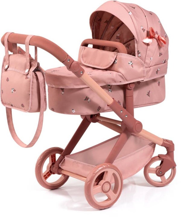 Bayer Design Combi Dolls Pram XEO - 72 x 38 x 65 cm - Poppenwagen - donkerroze