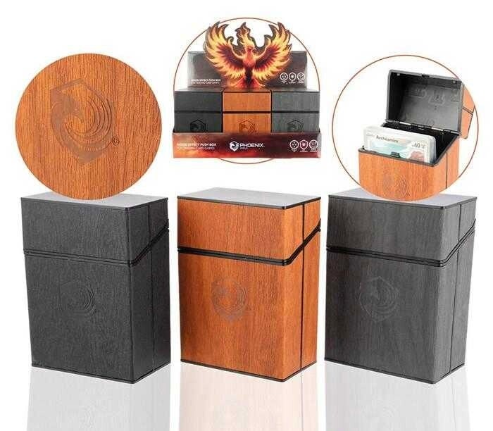 PHOENIX SHIELD BOX DE RANGEMENT CARTES - EFFET BOIS + PUSH UP