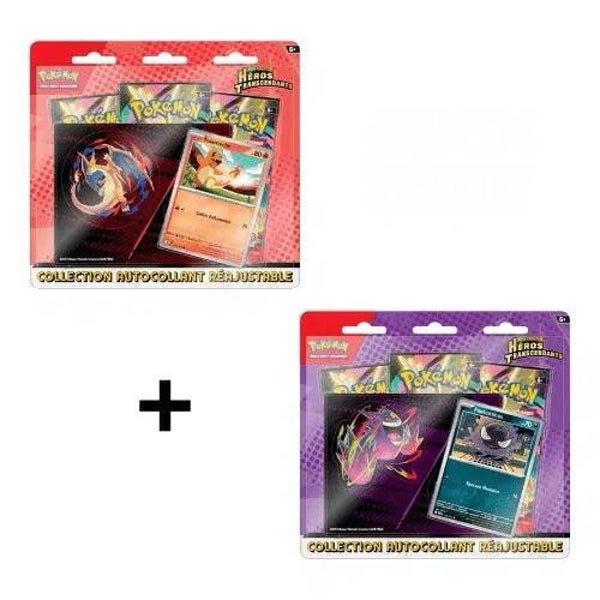 Les 2 Tri pack + 🎁 Pokémon – ME2.5 – Héros Transcendants – Salamèche – Fantominus – FR