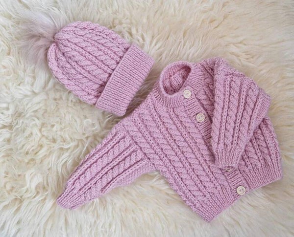 Rose knitted cardigan set
