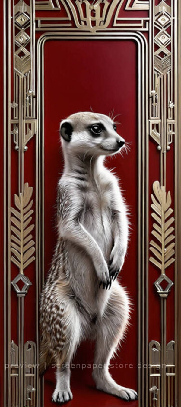 Art Deco Meerkat Phone Wallpaper – Regal Golden Geometric Animal Phone Background