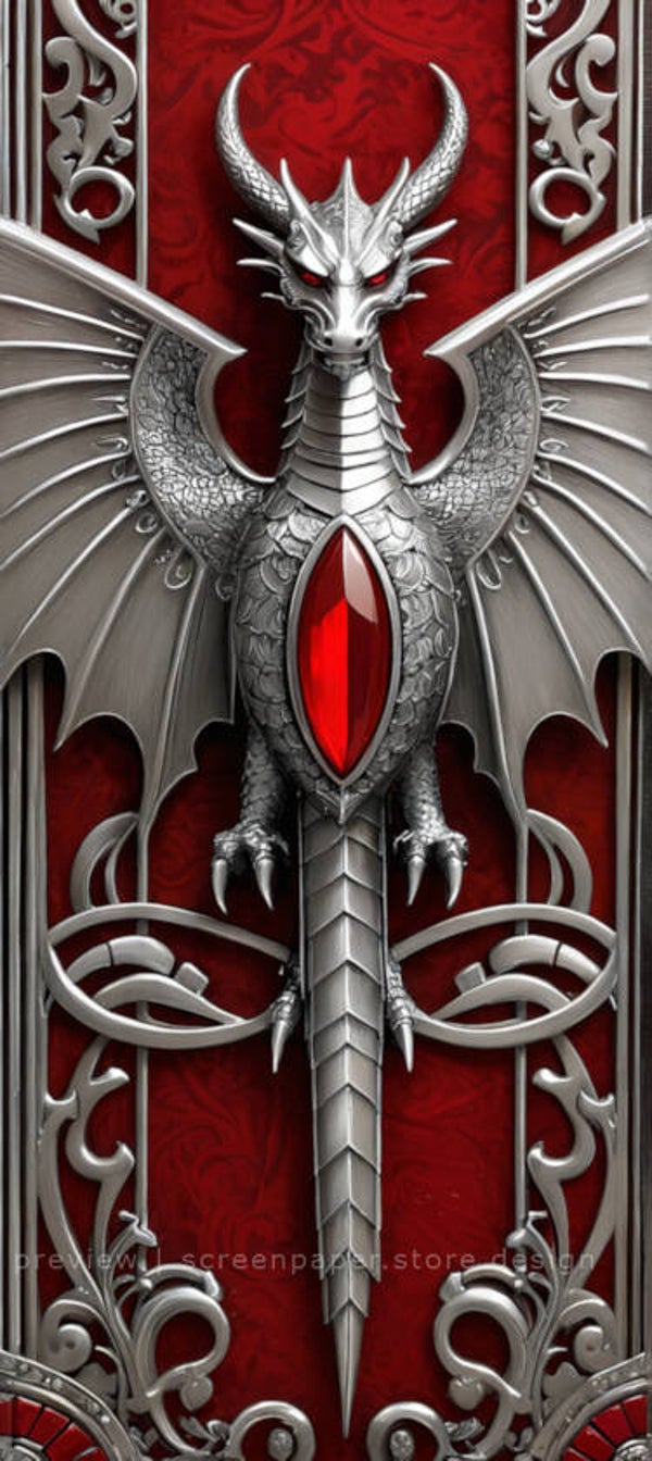Silver Dragon Phone Wallpaper – 4K HD Fantasy Gemstone & Gothic Phone Background