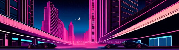 Art Deco Night Skyline – Dual Monitor 5120×1440 Ultrawide